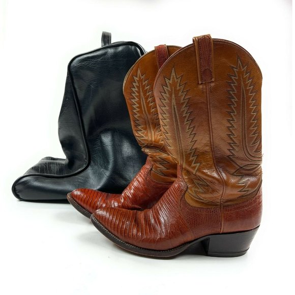 Dan Post Other - Dan Post Mens 9.5 D Snakeskin Leather Brown Exotic Western Cowboy Boots w/ Bag